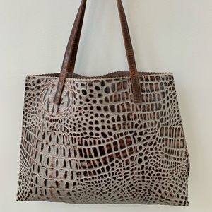 B. May Crocodile Embossed Leather Shopper Tote